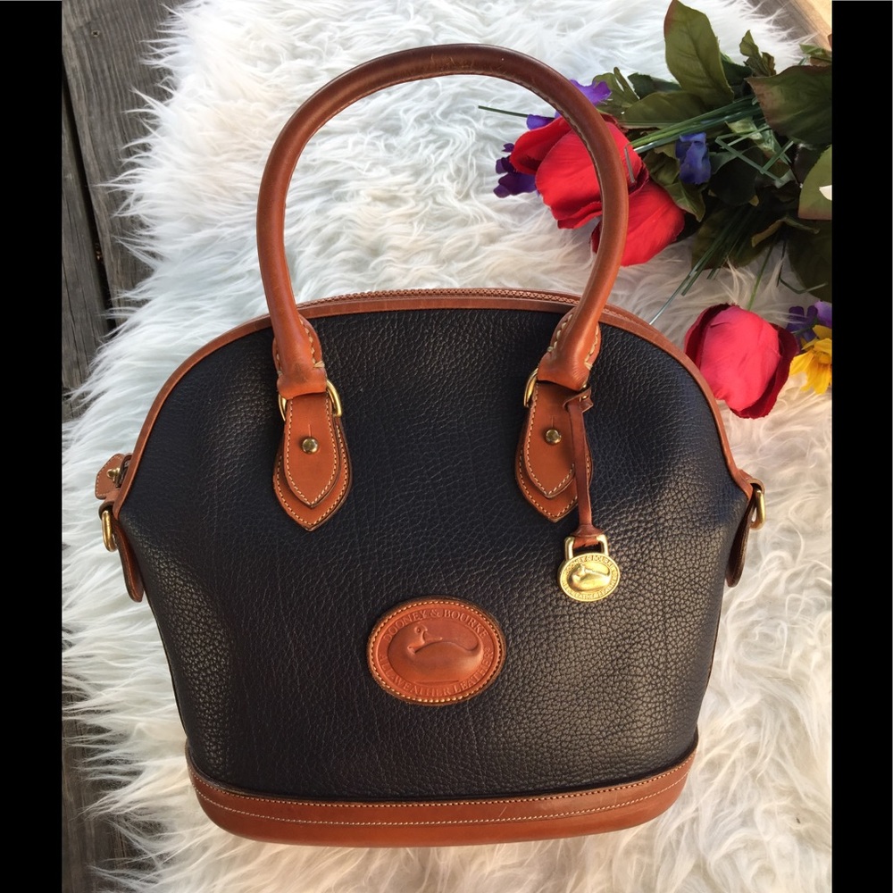 Dooney & Bourke Dark Navy and Brown Leather Bag